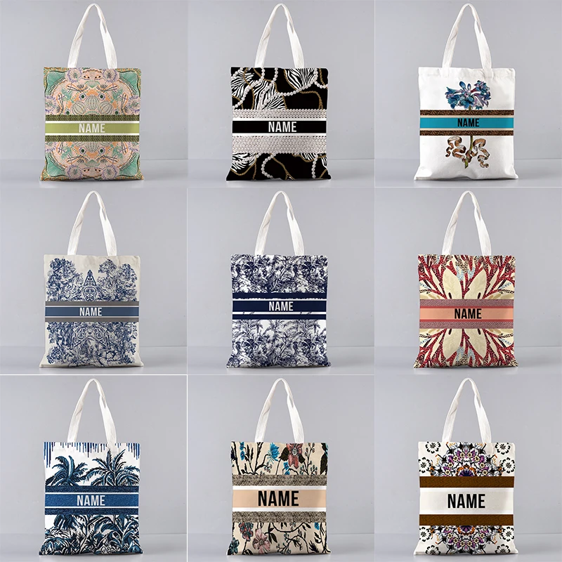 Luxury Bags Brand Names - Kişiselleştirilmiş özel ad metin tuval Tote