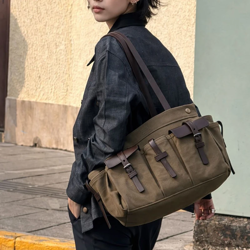 Lüks Kanvas Deri Çok Cepli Tot - Canvas Tote Designer incelemesi ve fiyatı